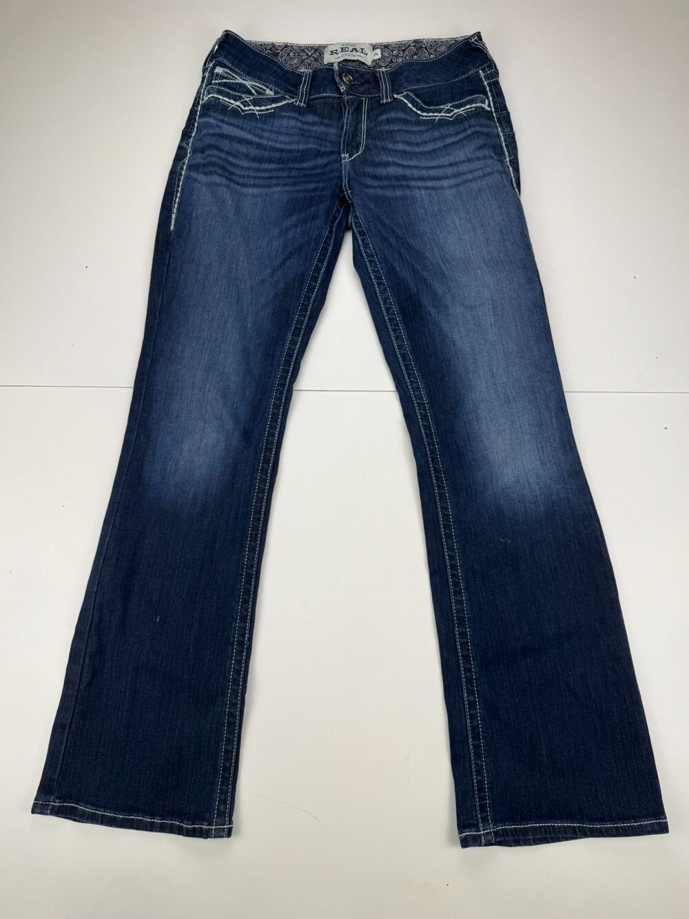 Ariat R.E.A.L. Entwined Jeans Womens 29R Mid Rise Bootcut Stretch Dark Wash